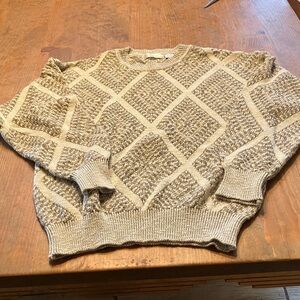 Elegant Beige Diamond Pattern Sweater